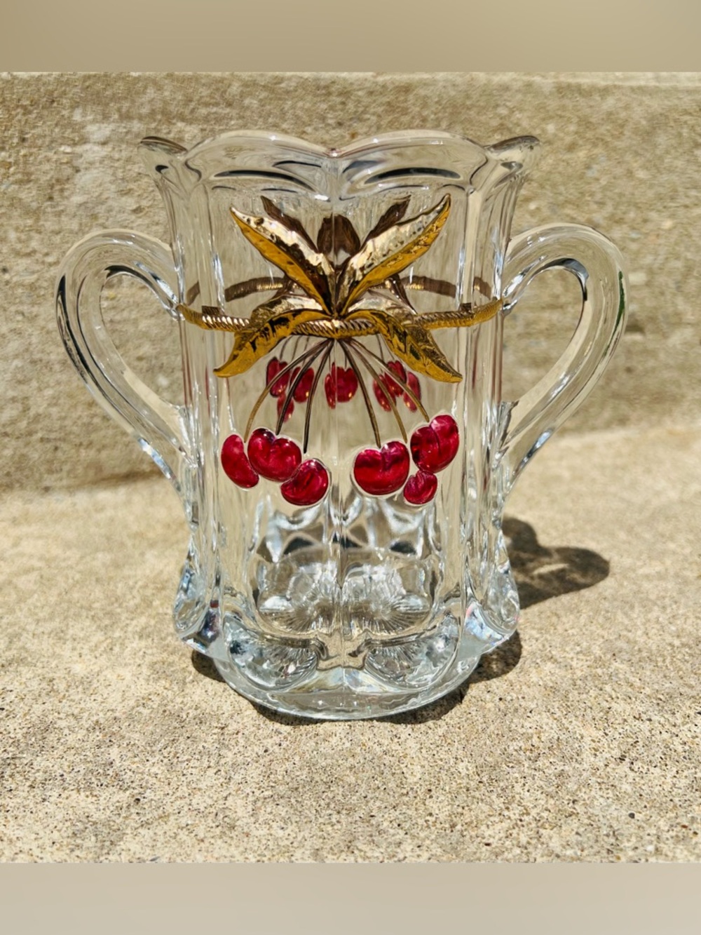 Mosser Glass “Cherry & Cable Thumbprint” Spooner / Celery Vase - GLOWS